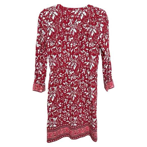 LOFT Women’s Red & White Midi Shift Dress with Tie Belt Size Medium - Picture 4 of 5